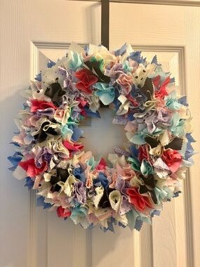 Colorful Fabric Petal Wreath - Pastel & Bright Mix